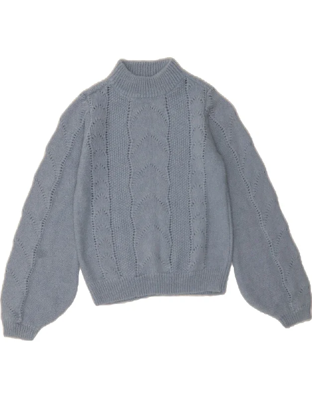 Year-End Sale VINTAGE Womens Turtle Neck Jumper Sweater UK 8 Small Blue