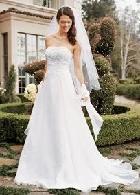 Deep Discounts David's Bridal Ivory Corset Chiffon gown V9409