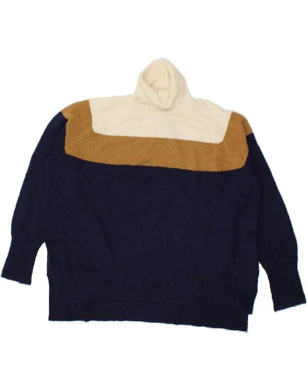 Great Deals J. CREW Womens Roll Neck Jumper Sweater UK 18 XL Navy Blue Colourblock