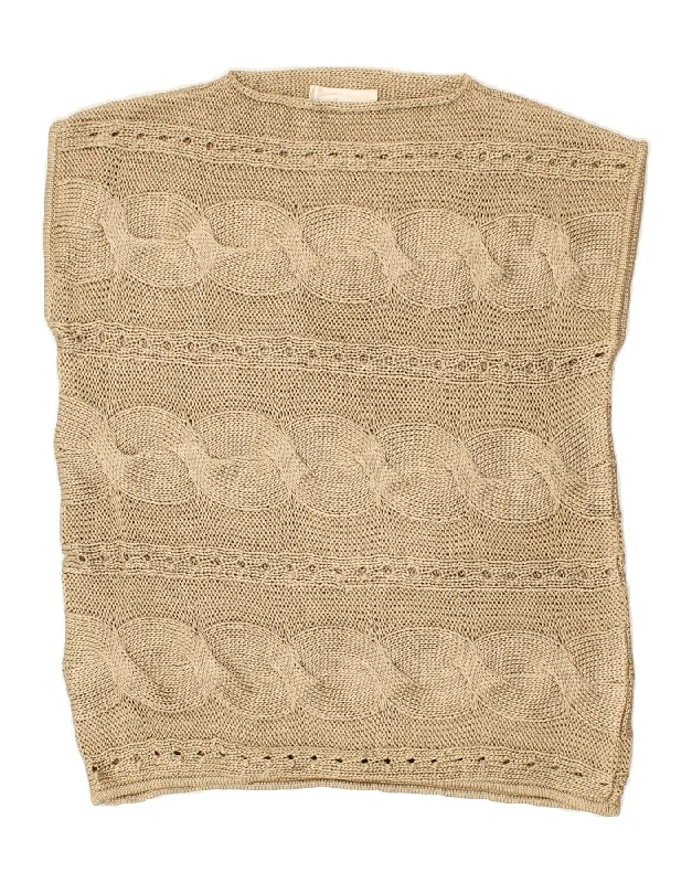 Weekend Deal GENNY Womens Short Sleeve Boat Neck Jumper Sweater UK 16 Large Beige