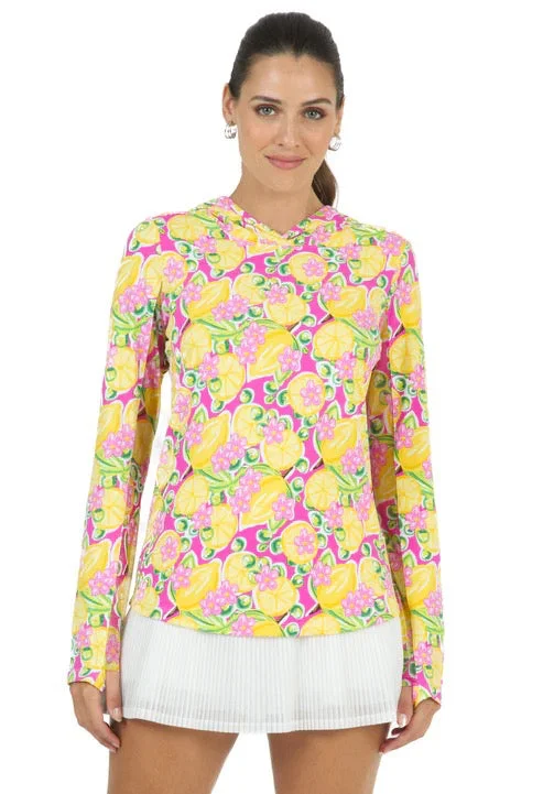 Massive Deals New Ibkul Calista in Hot Pink Long Sleeve Sunshirt with Hood Size S