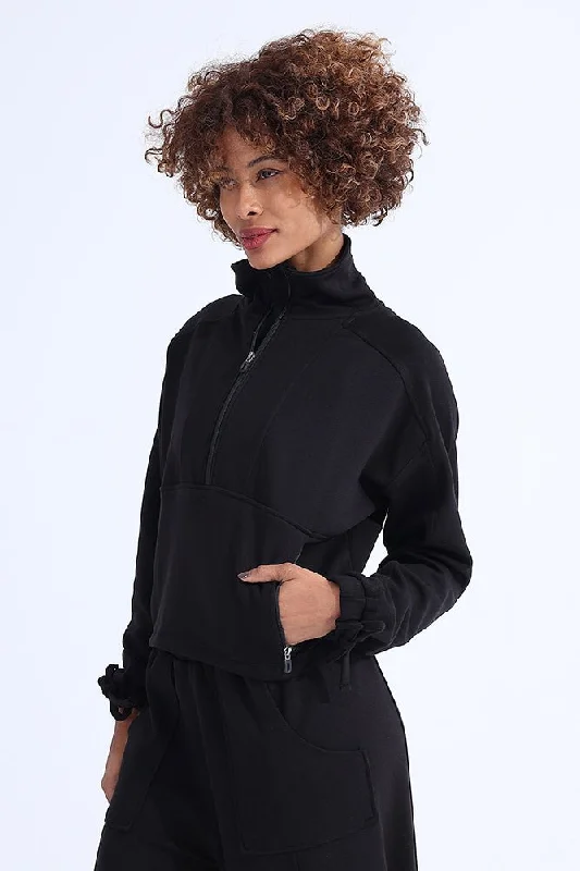 Deal Dash Black Modal Zip Sweatshirt