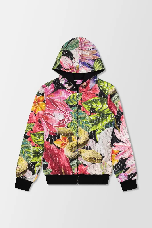 Great Deals Philipp Plein Black Flowers Hoodie Sweatjacket