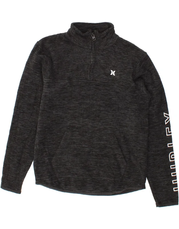 Today's Special HURLEY Womens Graphic Zip Neck Fleece Jumper UK 14 Large Grey Polyester