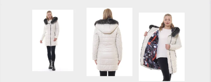 Online Specials Women's Puffy Coat With Fox Fur Hoodie