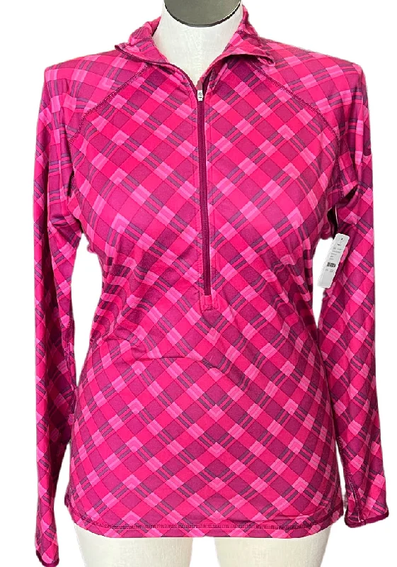 Hurry In Nike Pink Plaid Half-Zip Pullover Size XL  MSP$65