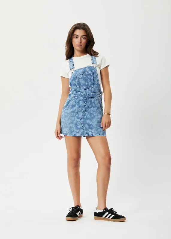 Amazing Deals AFENDS Womens Fink - Denim Overall Dress - Worn Blue Daisy