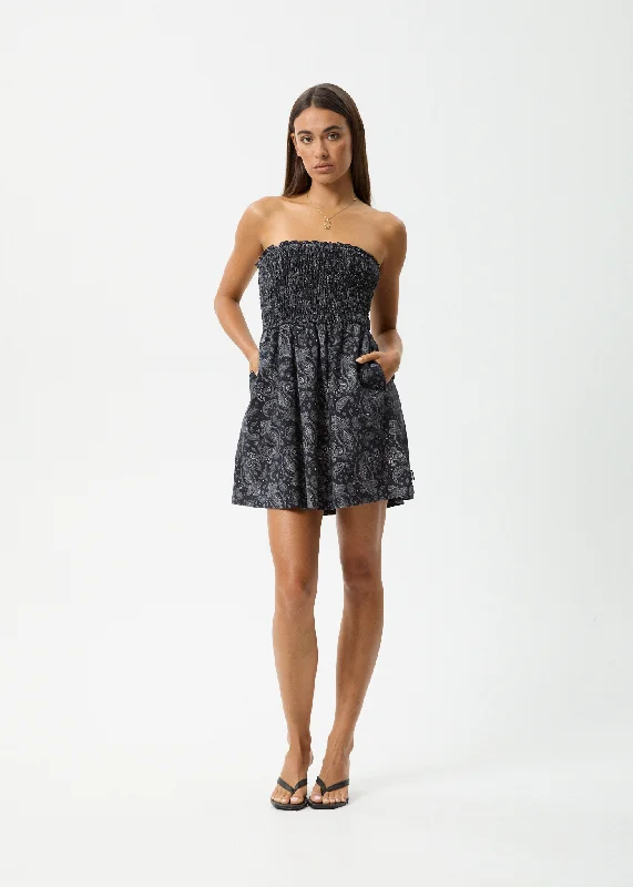Year-End Sale AFENDS Womens Paisley - Strapless Mini Dress - Black