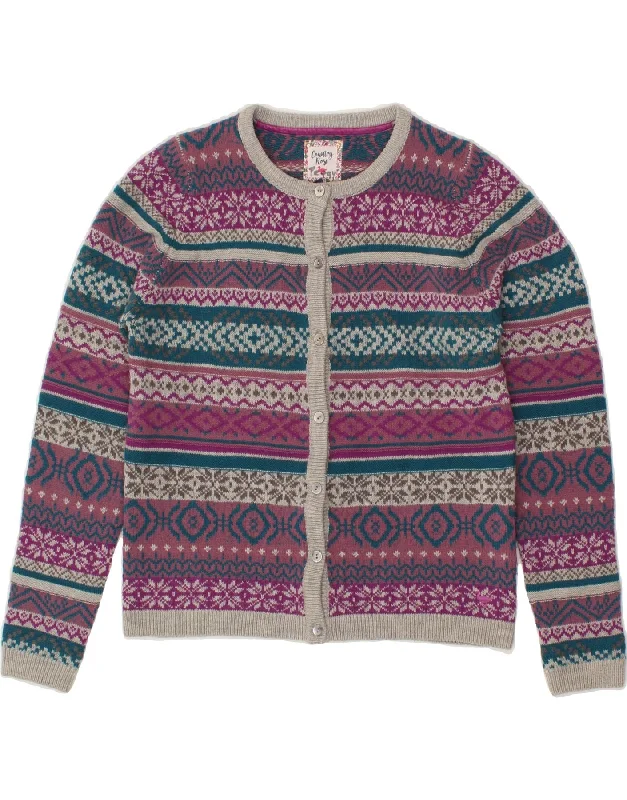 Special Discount COUNTRY ROSE Womens Cardigan Sweater UK 10 Small Pink Fair Isle Acrylic