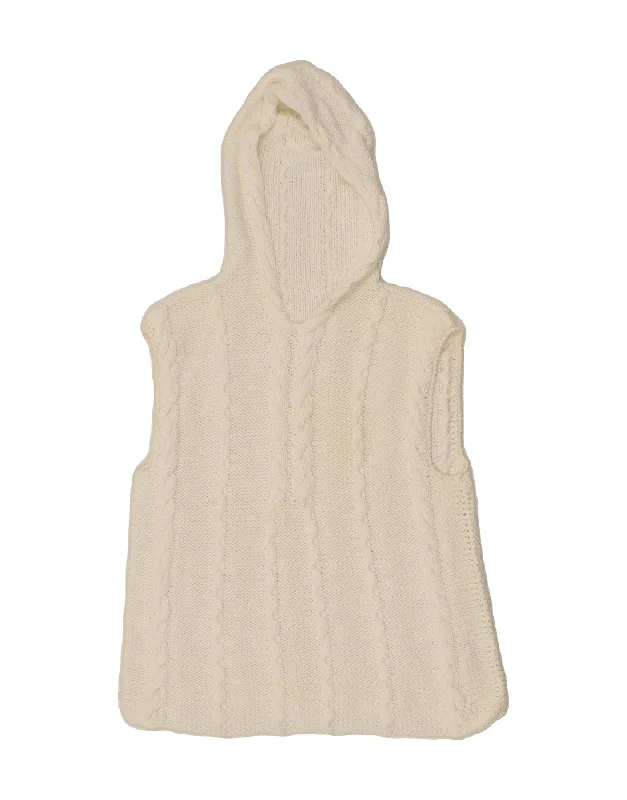 Stock Clearance VINTAGE Womens Hooded Vest Tank Top UK 4 XS White