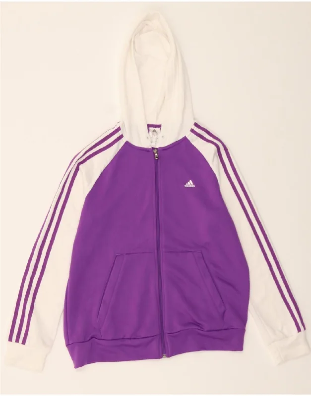 Flash Sale ADIDAS Womens Climalite Zip Hoodie Sweater UK 12/14 Medium Purple