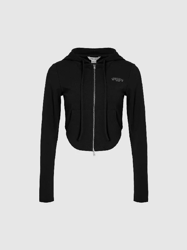Limited Stock Zipper Front Cropped Hooded Jacket