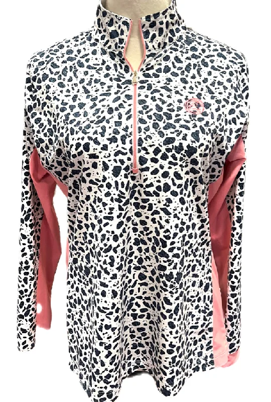 Online Only Fairway & Greene Women's Animal Print Pullover w/ Pink Accents & Logo Size L MSP$124