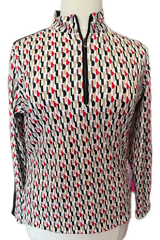 Holiday Sale Tail Activewear Geometric Print Pullover in White, Tan, Black & Red Size XL MSP$90 Holiday Sale Tail Activewear Geometric Print Pullover in White, Tan, Black & Red Size XL MSP$90