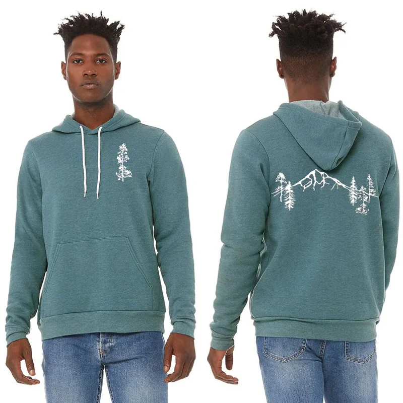 Final Markdown Mountain Forest Ultra Soft Pull Over Hoodie - Unisex Heather Deep Teal Final Markdown Mountain Forest Ultra Soft Pull Over Hoodie - Unisex Heather Deep Teal