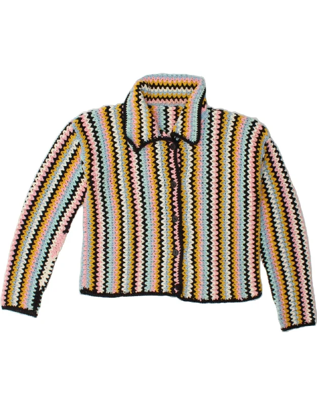 Deal of the Week VINTAGE Womens Crop Cardigan Sweater UK 12 Medium Multicoloured Chevron
