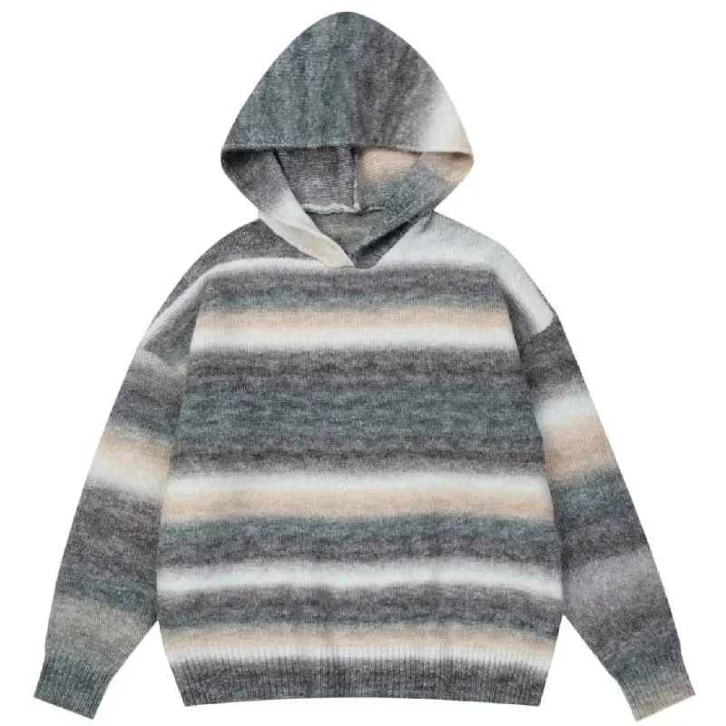 Best Bargains Striped Hooded Knit Pullover