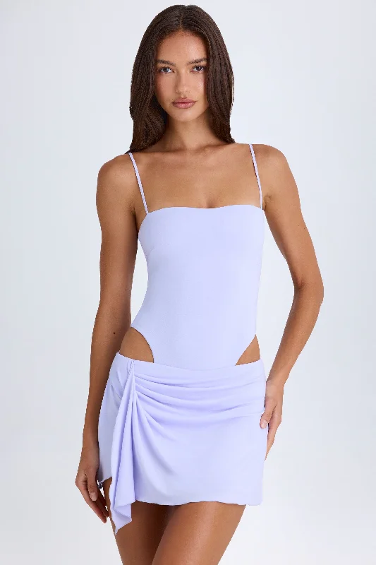 Savings Event Draped Cut-Out Mini Dress in Soft Lilac