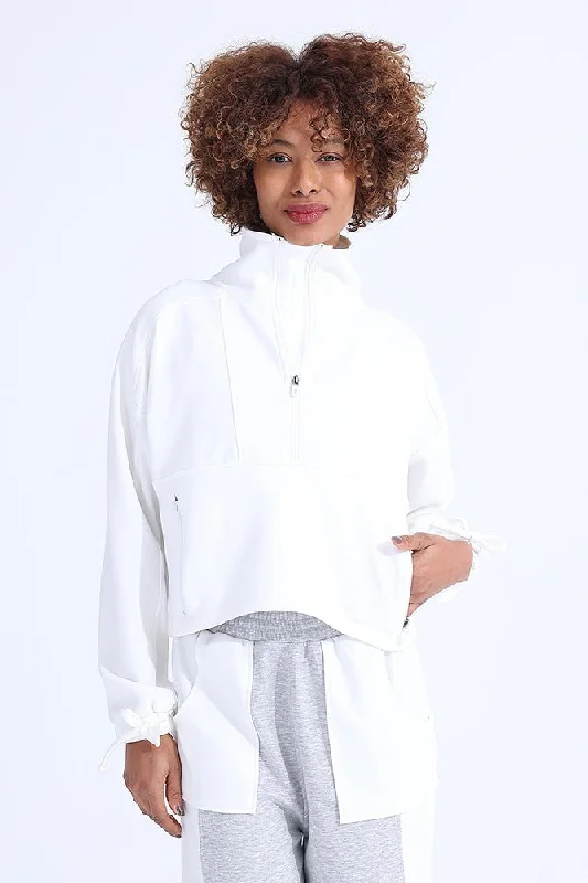 Huge Discounts White Modal Zip Sweatshirt