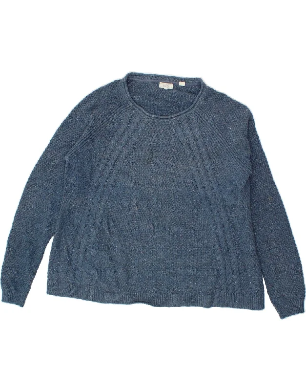 Best Bargains FAT FACE Womens Boat Neck Jumper Sweater UK 14 Large Navy Blue Cotton