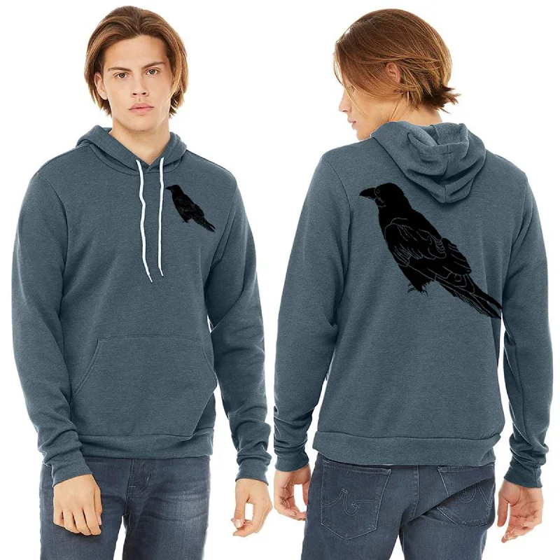 Savings Galore Perched Raven Ultra Soft Pull Over Hoodie - Unisex Heather Slate