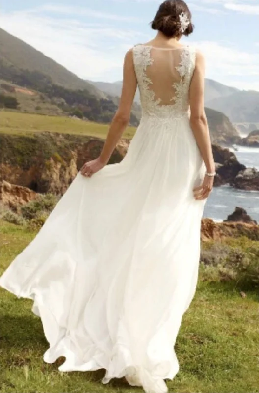Savings Galore David's Bridal Illusion back chiffon dress