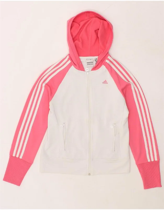Value Deals ADIDAS Womens Zip Hoodie Sweater UK 12 Medium White Colourblock Polyester Value Deals ADIDAS Womens Zip Hoodie Sweater UK 12 Medium White Colourblock Polyester