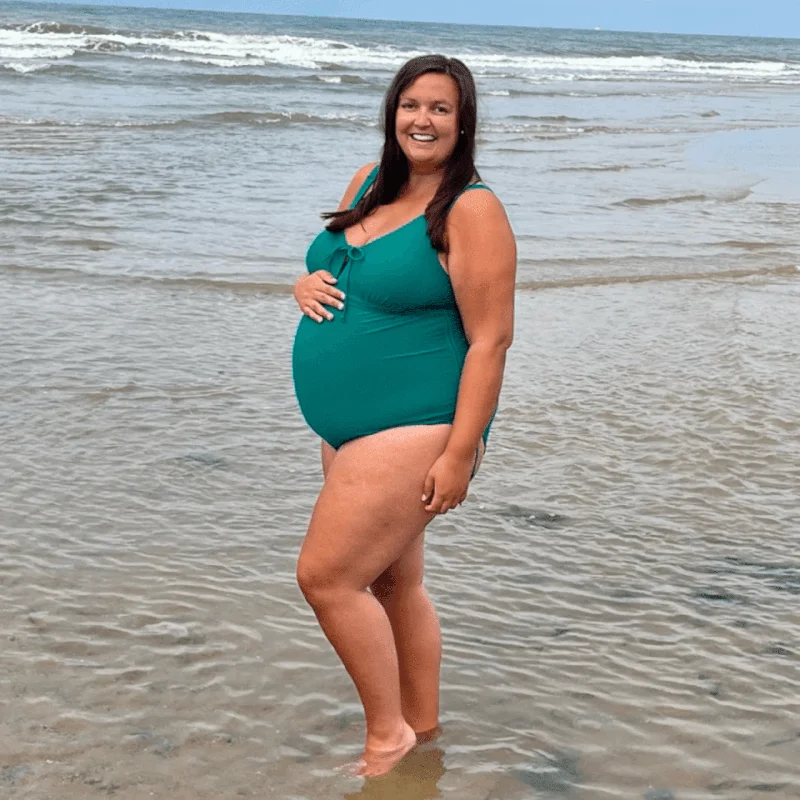 Best Deals That loving feel'in Maternity Swimsuit - Teal