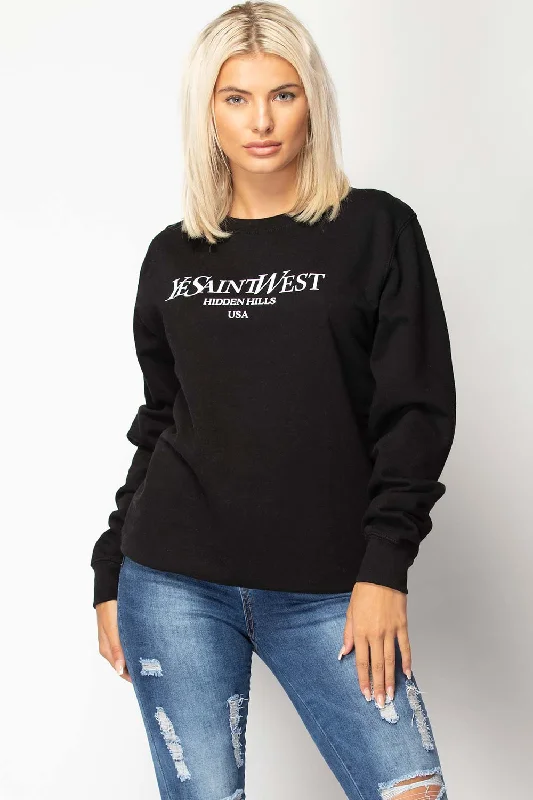 Closeout Ye Saint West Slogan Oversized Sweatshirt Black