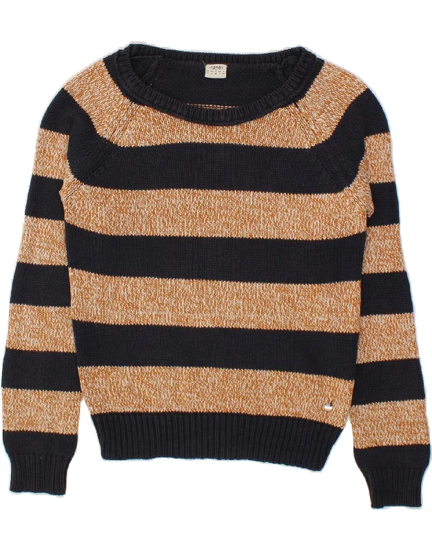 Price Smash ESPRIT Womens Boat Neck Jumper Sweater UK 10 Small Black Striped Cotton