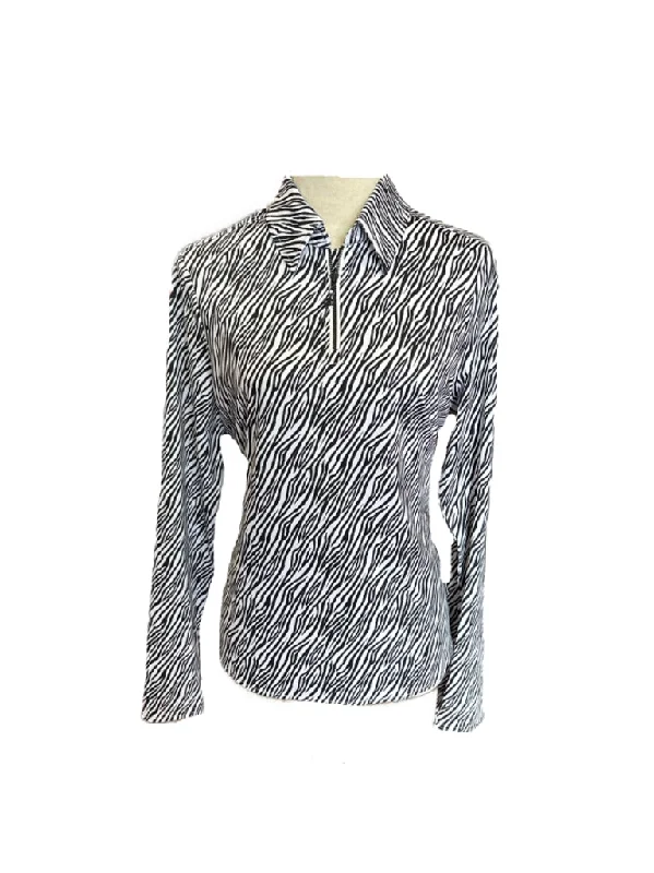 Fantastic Offers New Belyn Key Zebra Stripe 1/4 Zip Pullover Size M MSP $124