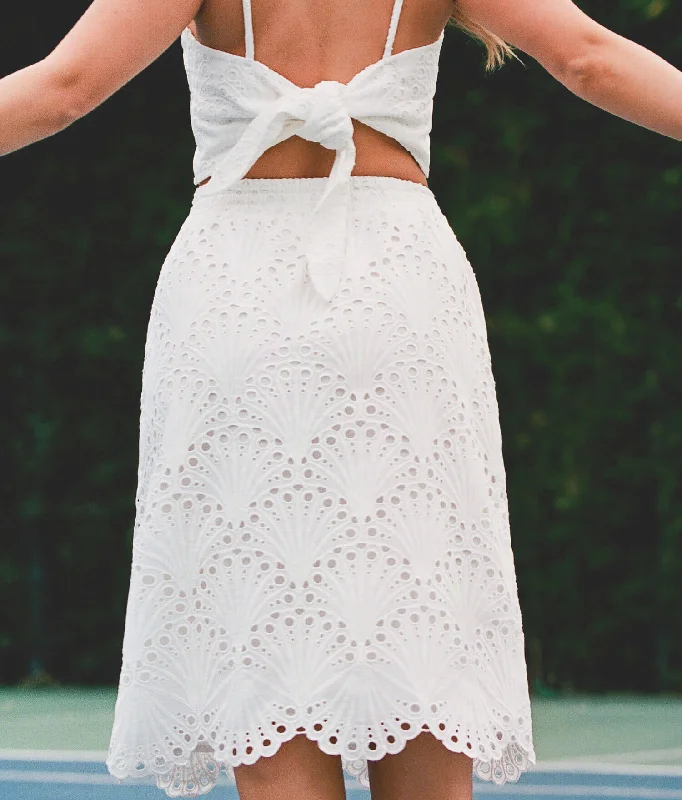 Major Savings The Mona Skirt - Eyelet - White
