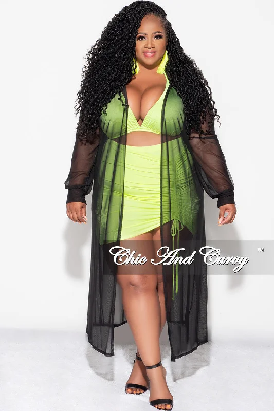 Exclusive Savings Final Sale Plus Size Mesh Duster in Black