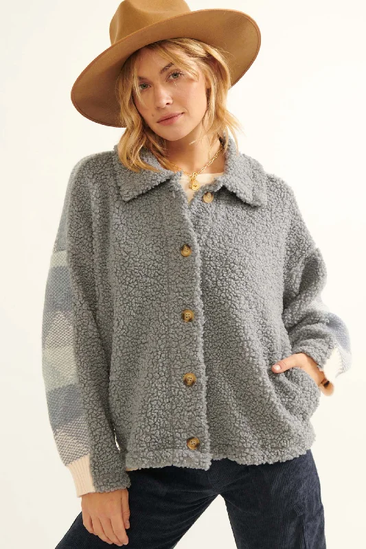 Overstock Sale Mountain Mists Faux Shearling Sweater Jacket