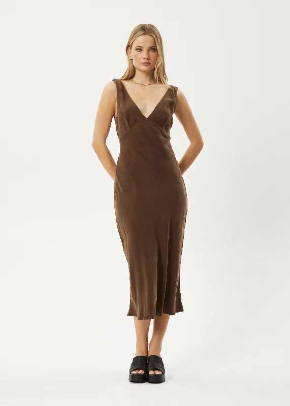Extra Savings AFENDS Womens Gia - Cupro Maxi Dress - Coffee