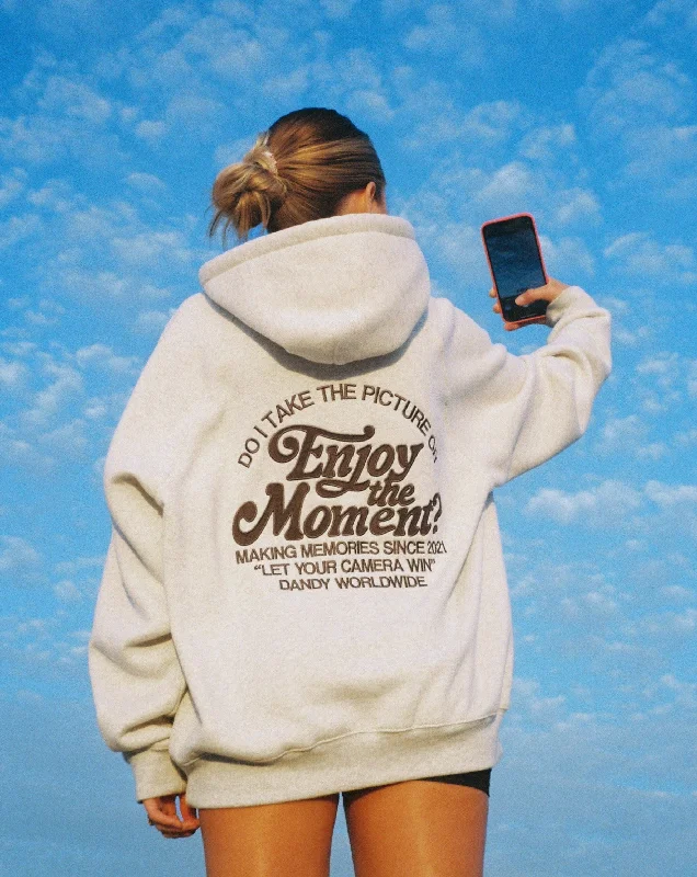 Price Reduction "Enjoy the Moment" Oversized Lux Hoodie in Heather Gray