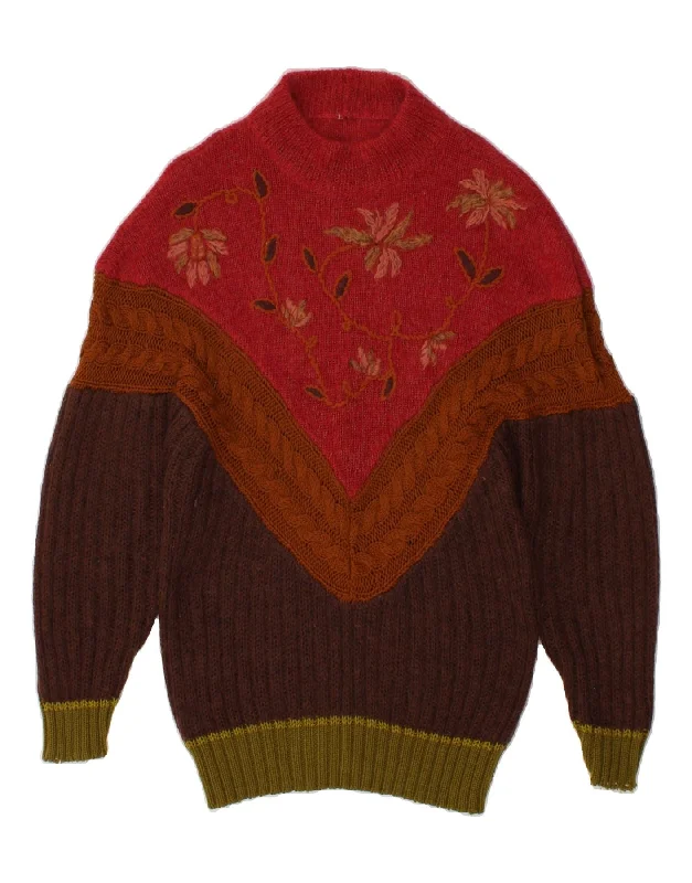 Stock Clearance VINTAGE Womens Turtle Neck Jumper Sweater UK 14 Medium Multicoloured