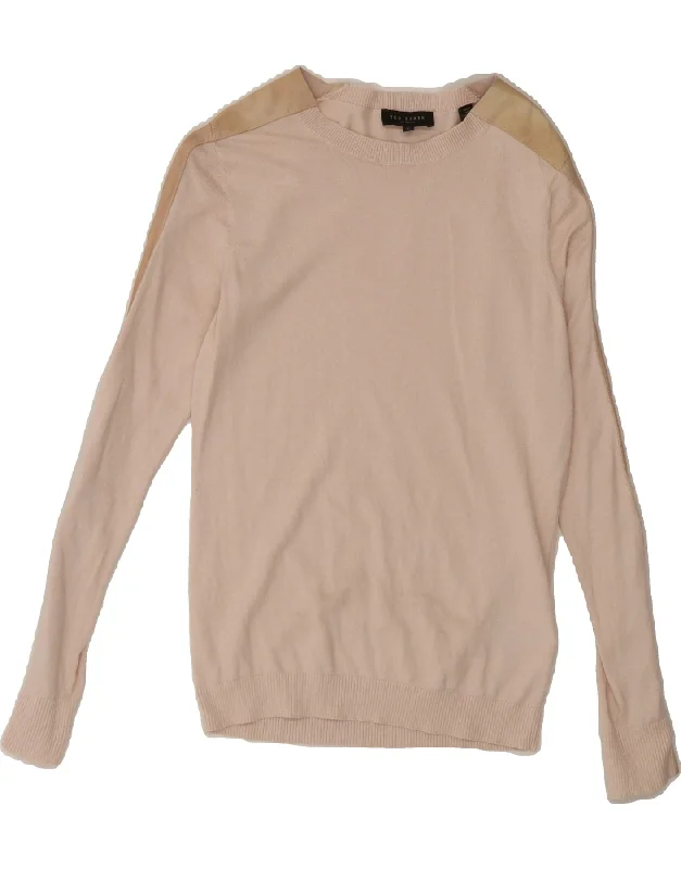 New Deals TED BAKER Womens Boat Neck Jumper Sweater Size 1 XS Pink Colourblock