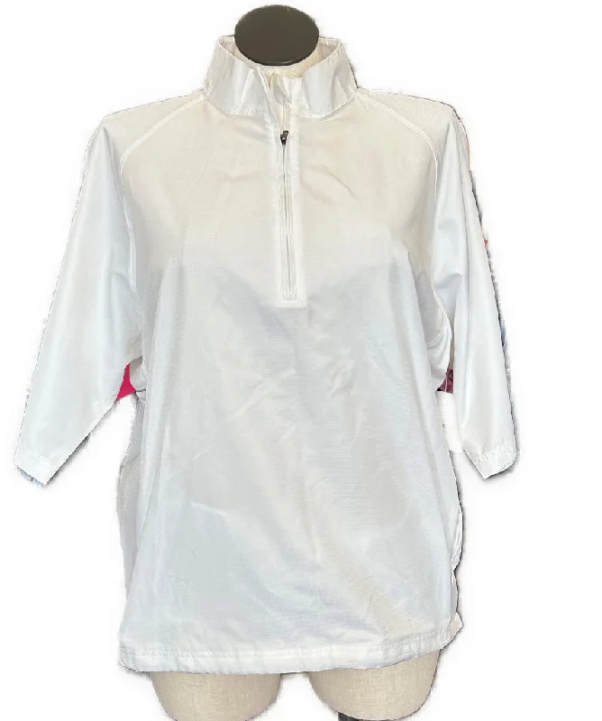Members Only Ahead White Short Sleeve Women's Golf Windbreaker Size L