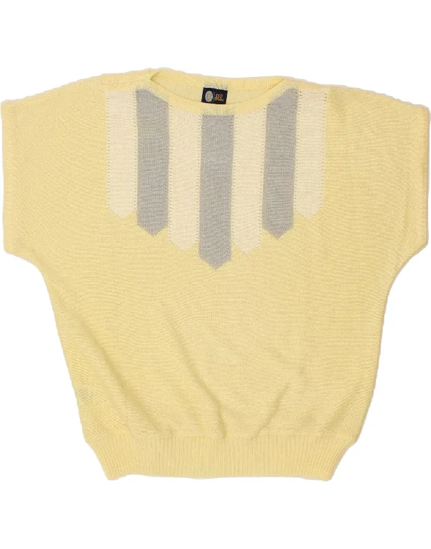 Extra Discounts YOUR SIXTH SENSE Womens Boat Neck Jumper Sweater UK 18 XL Yellow Striped