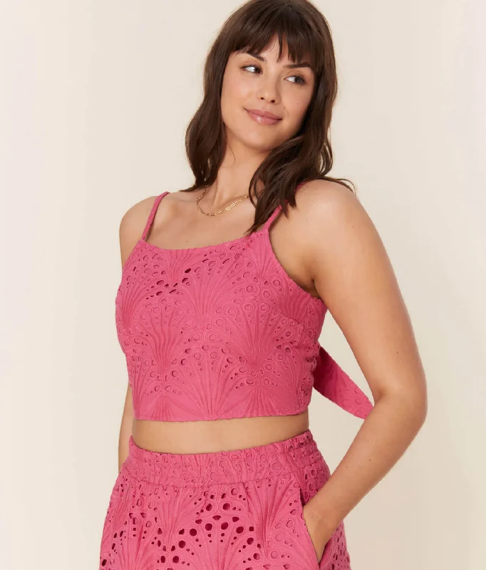 New Markdowns The Santiago Crop Top - Eyelet - Rosette