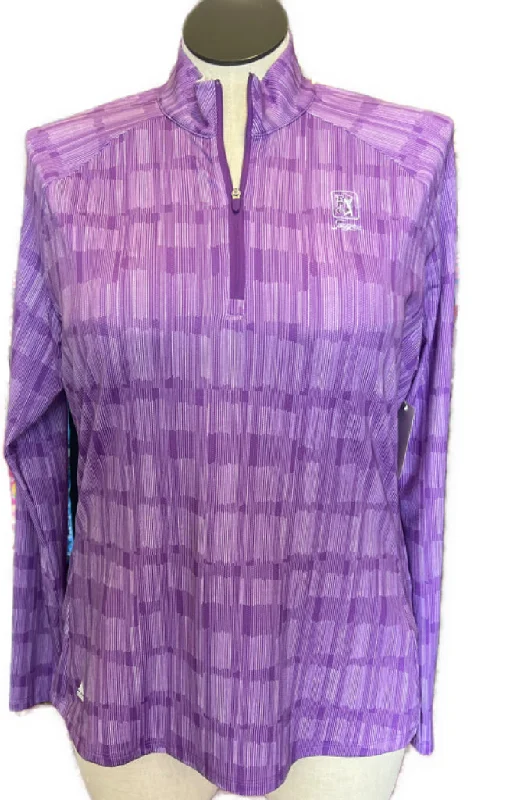 Inventory Reduction Women's Adidas Climacool Purple Sketch Zip Mock Golf Pullover Size XL