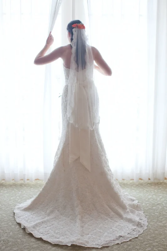Final Markdown David's Bridal Ivory Lace Halter Wedding Dress