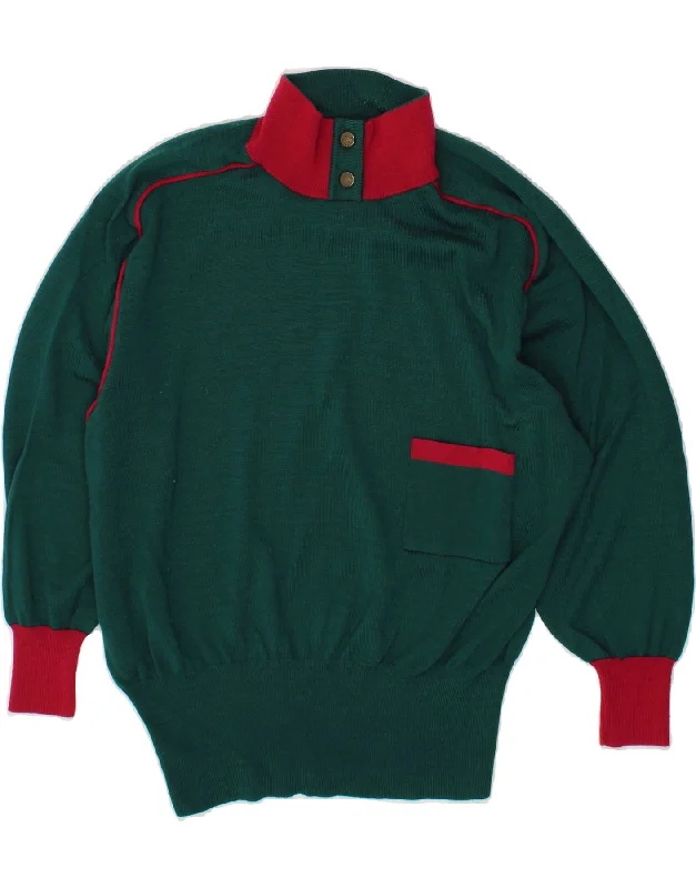Hurry In VINTAGE Womens Turtle Neck Jumper Sweater UK 16 Large Green Colourblock