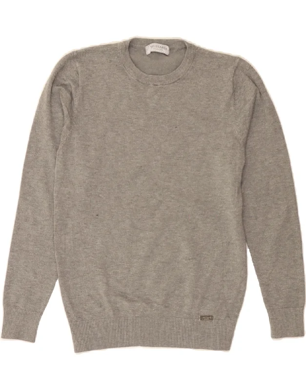 Super Sale TRUSSARDI Womens Crew Neck Jumper Sweater UK 14 Medium Grey