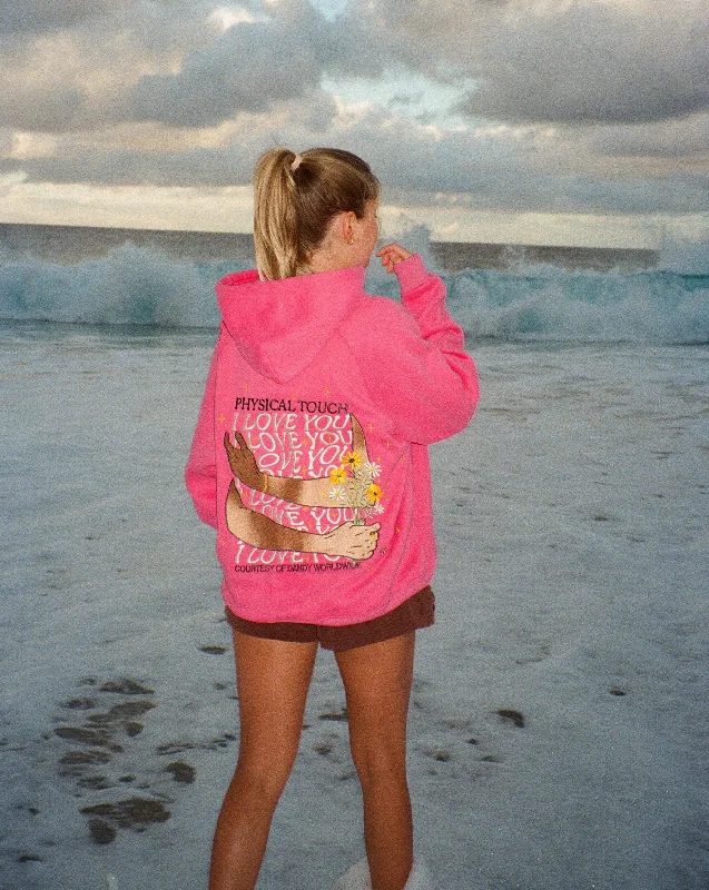 The Best Prices "Physical Touch" Oversized Lux Hoodie in Hot Pink
