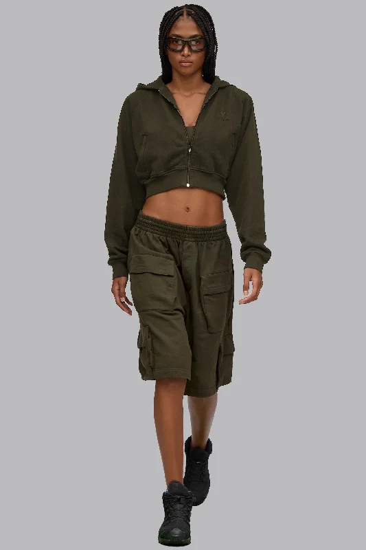 Deal Frenzy V_LYFE420 BOXY ZIP HOODIE - Khaki