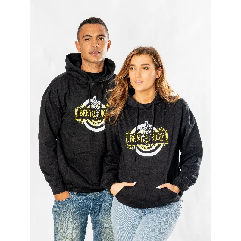 Unmissable Offer Beetlejuice Adult Unisex Black Spiral Hoodie