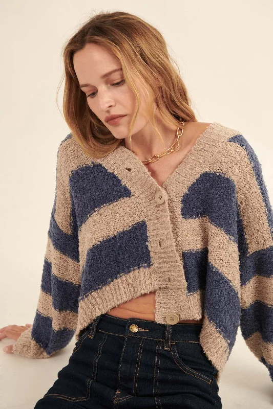 Instant Discount Between the Lines Striped Cropped Cardigan