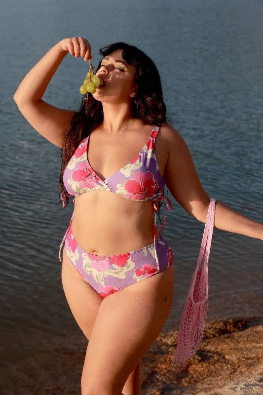 Midnight Sale Violet Floral Bikini Top